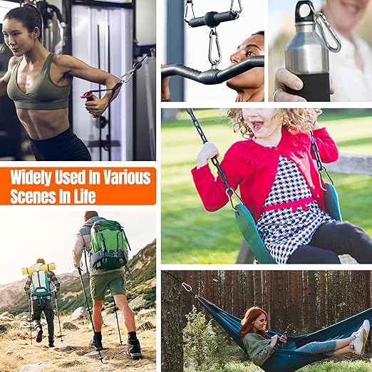 50PCS 3" Carabiner Clip Spring Snap Hook, M8 Heavy Duty Galvanized Steel Spring Snap Hook, Quick Link Keychain Clip for Swing Set Camping Hiking Gym Traveling