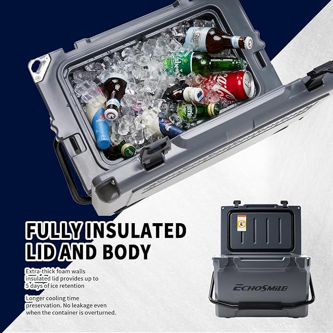 EchoSmile 25/30/35/40/60/75 Quart Rotomolded Cooler, Built to Stand up to The Rigors of The Journey