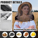 HESTYA 4 Pack Mosquito Head Net Face Mesh Protecting Net for Outdoor Hiking Camping Climbing Mosquito Fly Insects Preventing(Black, Beige)