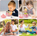 14oz Insulated Vacuum Food Jar with Buckle Lid,Soup Thermo for Hot Food Kids,Wide Mouth Leakproof Stainless Steel Lunch Container with Spoon-Mermaid