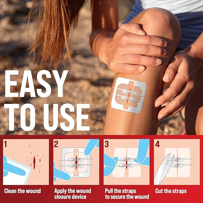 Emergency Wound Closure Strips - 2pk - Laceration Closure Kit - Stitchless & Easy to Use - Butterfly Bandages