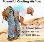 KITWLEMEN Portable Waist Fan - Personal Clip on Belt Fan, 5 Speeds 20H Cooling, Rechargeable Battery Operated, Wearable with Lanyard for Camping, Travel, Jobsite (Gray)