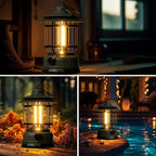 Portable LED Camping Lanterns,1500LM Step-less Dimming, Lightweight Retro Battery Powered USB Rechargeable Tent Lights,Survival Kits Flashlight for Power Outage Emergency Hiking Hurricane 3 Pack Green