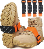 Ice Cleats Snow Traction Cleats for Boots and Shoes Mid-Sole Non Slip Crampons with Adjustable Straps 7 Tungsten Studs for Secure Grips Rotatable Traction Aids Walking on Snow and Ice