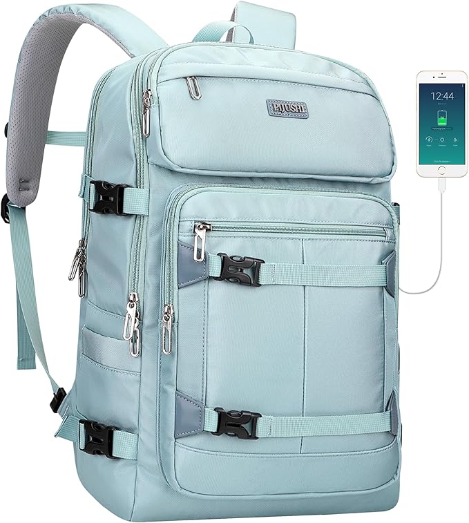 PIJUSHI Travel Backpack for Women Flight Aprroved Carry on Bag Large Casual Luggage Backpack Fit 16 inch Laptop(PE050 Teal Blue)