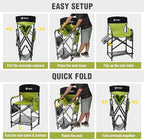 VILLEY Tall Directors Chair, Folding Camping Chairs, Makeup Artist Chair with Foot Rest, 900D Fabric for Tailgating Camp Lawn Picnic Fishing Beach, Supports 350 LBS, Green