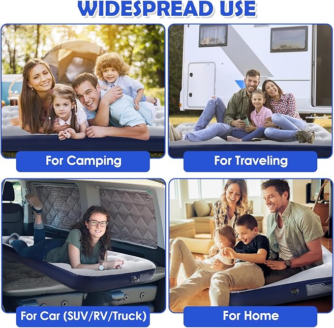 Camping Air Mattress Inflatable Air Bed Flocked Surface Travel Bed Sleeping Pad Air Bed for Outdoor Camping Tent Guest Travelling(2 PCS)