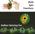 TOSY Magnet Fidget Spinner Glow - 16 Blocks, 3in1 Toy: Transformable Fidget Spinner, Infinity/Puzzle Cube, Easter Basket Stuffers Gift for Kids/Adults, Glowing STEM Sensory Stress Relief, 2-Pack