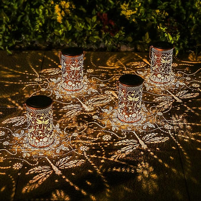 Dragonfly Solar Lanterns Outdoor Waterproof Hanging Solar Lights Dragonfly Gifts for Women Men Metal Decorative LED Lanterns for Yard, Patio, Lawn, Tabletop, Pathway, Landscape, Garden Decor
