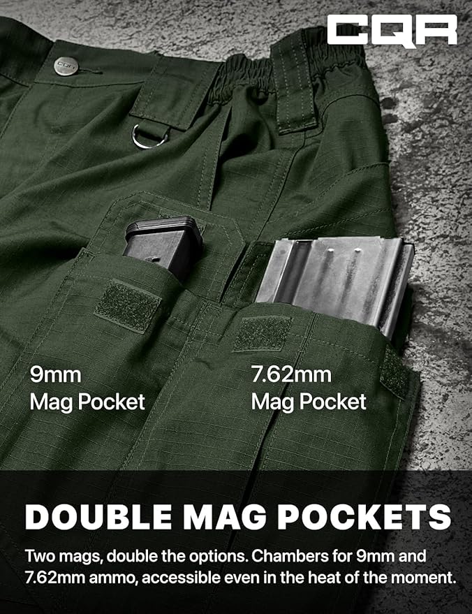CQR Men's Tactical Pants, Water Resistant Ripstop Cargo Pants, Lightweight EDC Work Hiking Pants, Outdoor Apparel