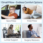Small Cooling Memory Foam Travel Pillows for Airplanes Sleeping, Compressible Camping Pillow, Mini Adjustable Shredded Foam Bed Pillow for Medium Firm Neck Knee Lumbar Support, Ideal Car, Backpacking