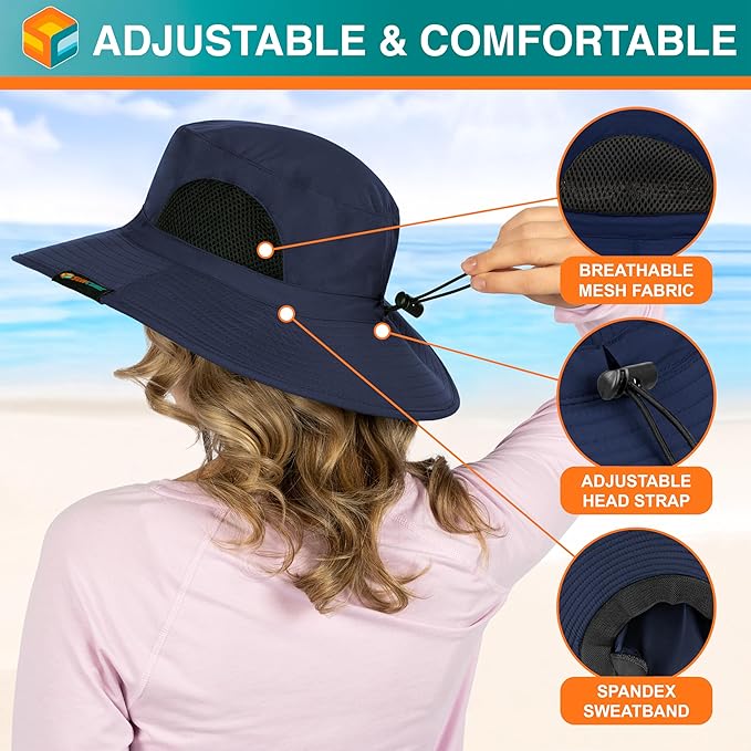 SUN CUBE Wide Brim Sun Hat Men Women, Fishing Hats Sun UV Protection, Mens Hiking Bucket Hat Safari Beach Boonie, UPF 50+