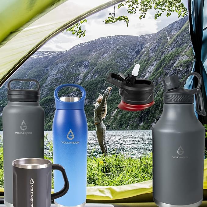 Modern Water Bottle with Straw Lid Dustproof, 3 Lids Vacuum Insulated Stainless Steel Metal Thermos, Reusable Leak Proof BPA-Free Flask for Gym, Travel, Sports-24 Oz Gradient Blue