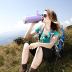 IDEUS Insulated Stainless Steel Water Bottle with 2 Leak-Proof Lids, Thermal Water Flask for Hiking Biking, 40oz, Violet