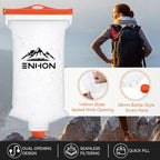 Enhon 2L Water Bag for Hiking Compatible with 28mm Sawyer Water Filter, Durable TPU Material Collapsible Bladder for Camping Fishing or Traveling, PVC Free Squeeze Pouch