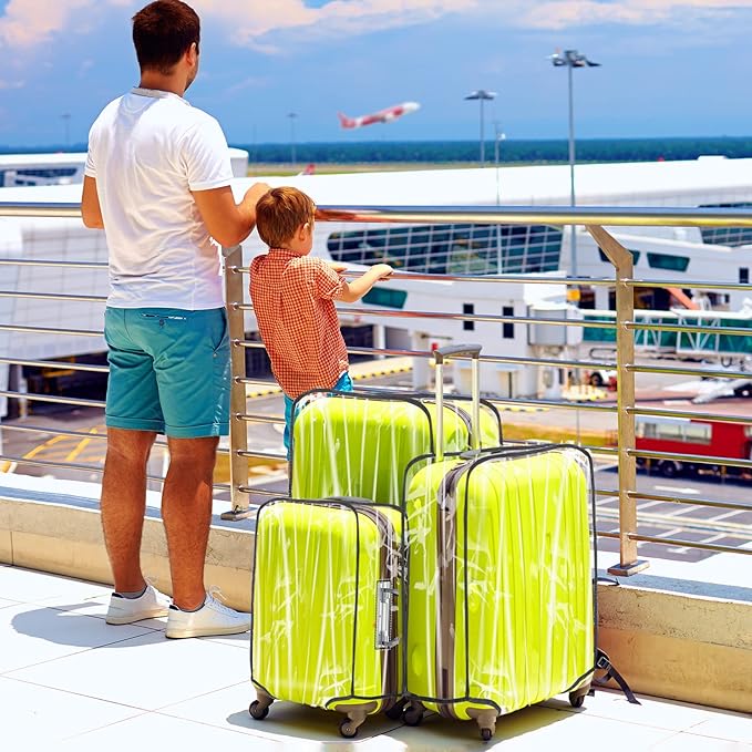 Reginary 8 Pieces Clear Luggage Cover PVC Waterproof Suitcase Cover Protector for Luggage Spinner Wheels Suitcase(20 Inches, 24 Inches, 28 Inches, 30 Inches)