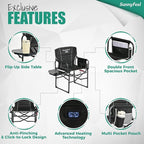 SUNNYFEEL Heated Camping Directors Chair, Heavy Duty,Oversized Outdoor Portable Heating Folding Chair with Side Table, Pocket for Beach, Fishing,Trip,Picnic,Lawn,Concert Foldable Camp Chairs