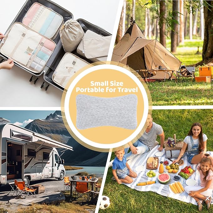 vocheer Small Pillows for Sleeping, 11"x 7" Mini Travel Pillow, Tiny Pillows for Neck, Wrist, Lumbar and Knee, Pets Pillow, Cotton, Machine Washable,Light Grey-2PC