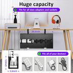Under Desk Cable Management Tray - Under Desk Cord Management - Clamp/Screw Mount - Fabric Wire Management - Cable Raceways Tray Cord Hiders for Office/Home (Black, 28.6"×5.6")