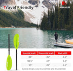Abahub Kayak Paddle, 90.5 Inches Kayaking Oars for Boating, Canoeing with Free Paddle Leash, Aluminum Alloy Shaft Black/Blue/Green/Orange/Yellow Plastic Blades