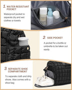 Duffle Bag for Travel, Weekender Bag with Shoe Compartment, Carry On Overnight Bag for Women with Toiletry Bag, Gym Bag with Wet Pocket, Hospital Bags for Labor and Delivery Beige