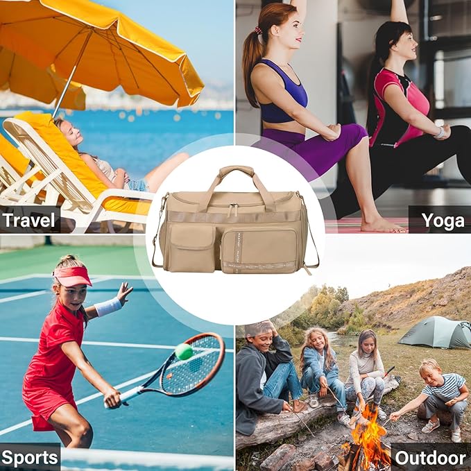 MAXTOP Gym Bag for Women Men Travel Duffle Bag Large Capacity Carry On Weekender Overnight Bag With Shoe Compartment Gym Tote Dry Wet Separation Duffel Bag for Travel