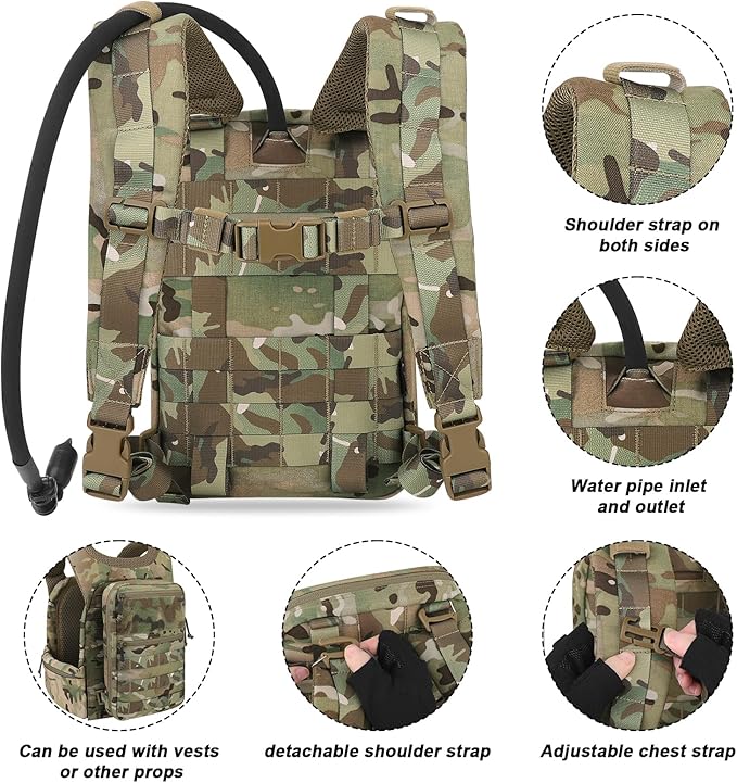 PETAC GEAR Tactical Molle Hydration Pack for 1.5L - Lightweight Water Reservoir Bag for Molle Vest Backpack, for Hiking, Hunting