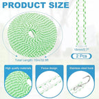 uxcell 2 Pcs Portable Travel Clothesline, 32.8ft Clothes Line Outdoors Travel Hanger Foldable Clothesline Rope with Hooks for Camping Hotel Backyard Home Cruise Ship, Green