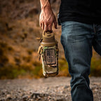 Iron Infidel Battle Bottle - 32 Oz Insulated Water Bottle with Straw Lid & Chug Cap, Stainless Steel Metal Tactical Flask With Rugged, Removable Sleeve for Keys & Phone or Wallet (OCP Camo 1 Liter)