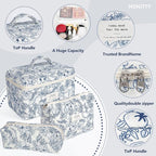 Makeup Bag,Quilted Cosmetic Bags,Large Floral Make Up Organize bag,Makeup Bag Set for Women,Flower Travel Toiletry Bag