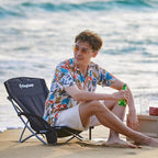 KingCamp Low Beach Chairs, Portable Folding Chair for Adults Extra Wide Ergonomic High Back Seat 300lbs Heavy Duty Lightweight Oversized Gear with Carry Bag for Outdoor Lawn Camping Picnic