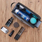ZEEMO Travel Toiletry Bag for Men, Medium Water-Resistant Double-Sided Full-Open Dopp Kit, Versatile Organizer for Shower and Hygiene Accessories, Bathroom Essentials, Cosmetics, Grey