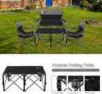 Northroad Folding Camping Chair Set of 4, Portable Collapsible Conversation Set w/1 Sofa, 2 Single Chairs, 1 Table for Family Patio, Outdoor Travel,Beach(Black)