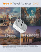 UK Adapters for Travel 2 Pack, TESSAN Type G US to UK Plug Adapter with 4 Outlets 3 USB Charger(1 USB C PD 20W), Power Adaptor for USA to Ireland Scotland Dubai Hong Kong England British Kenya London