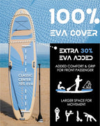 11’x35 Extra Wide Inflatable Paddle Board, 430lb Capacity Stable Paddleboard for Yoga, Stand up Paddle Board for Adults(x3), Full Coverage EVA Deck, 5 Handles, 100L Backpack, All-Round