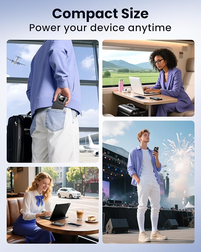 Portable Charger with Built-in Cables,22.5W Super Fast Charging Power Bank Slim Phone Charger,10000mAh Travel Battery Pack Battery Bank with Smart LED Display for iPhone, Android & USB-C Devices