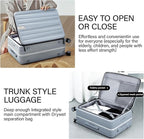 Hanke 24 Inch Checked Luggage Front Opening Rolling Suitcase Hard Sided Luggage with Spinner Wheels for Travel Woman Men.(Grey)