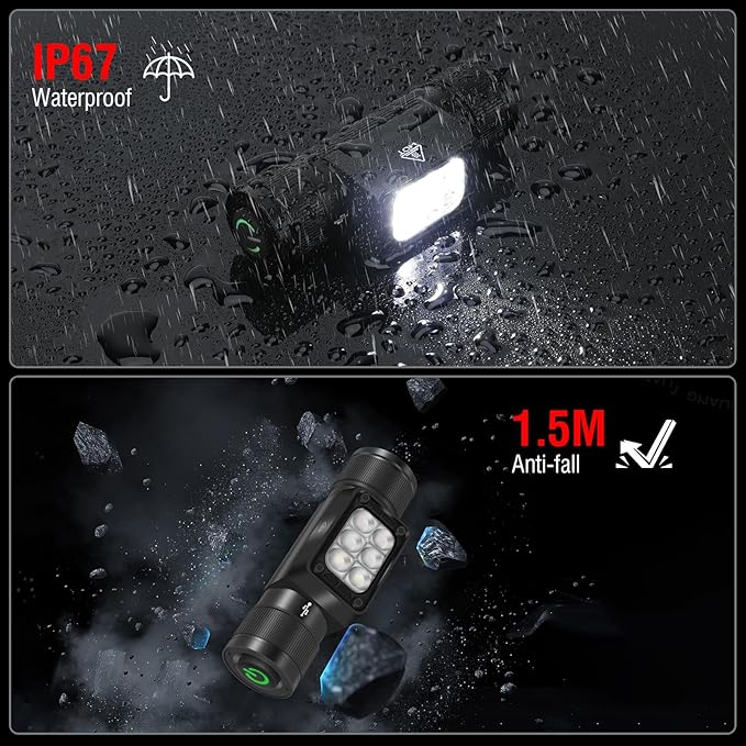 BORUIT HP360 Headlamp Rechargeable (Cob Red and Green) 7 Modes Super Bright Head Lamp,180°Angle Head Lights for Forehead, IP67 Waterproof Headlamps for Adults Outdoor Hunting Hard Hat Camping Hiking