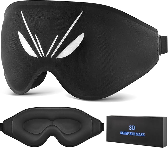 Sleep Mask for Side Sleeper Women Men, Eye Mask for Sleeping Light Blocking, 3D Contoured Cup Sleeping Mask, Soft Breathable Sleep Eye Mask with Adjustable Elastic Strap for Travel