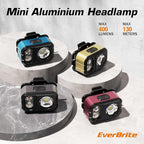 EverBrite Rechargeable LED Headlamp, Only 1.59 OZ Ultra-Light with Hat Clip, IP67 Waterproof, White/Red/Green Light, 7 Modes for Camping, Running and Backpacking-Green