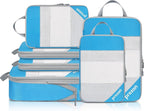 8 Set/6 Set/4 Set Compression Packing Cubes for Travel, Lightweight Vacation Travel Essentials, Travel Accessories for Suitcase Organizer Bags Set, Durable Luggage Organizer
