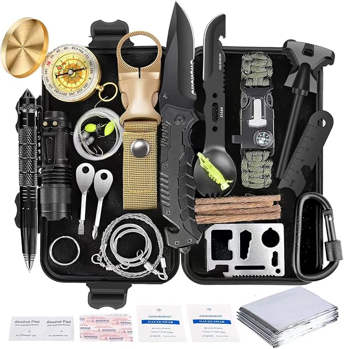 Survival Kit 35 in 1, First Aid Kit, Survival Gear, Christmas Birthday Gifts for Men Boyfriend Him Husband Camping, Hiking, Hunting, Fishing1