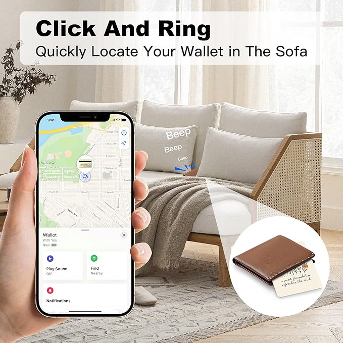 Wallet Tracker Card (iOS Only), Rechargeable Bluetooth Smart Tracking for Apple Find My Compatible Anti Tracker for Men Women Slim Item Locator for Purse Passport Key Luggage Tag (1Pcs/Friend FLR)