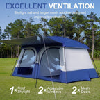 Vidalido Tents，3-4 Person Camping Tent with Extended Vestibule，Weather Resistant Family Tents with Breathable Mesh Windows，Easy Install Waterproof Outdoor Tent for Backpacking and Camping Hiking