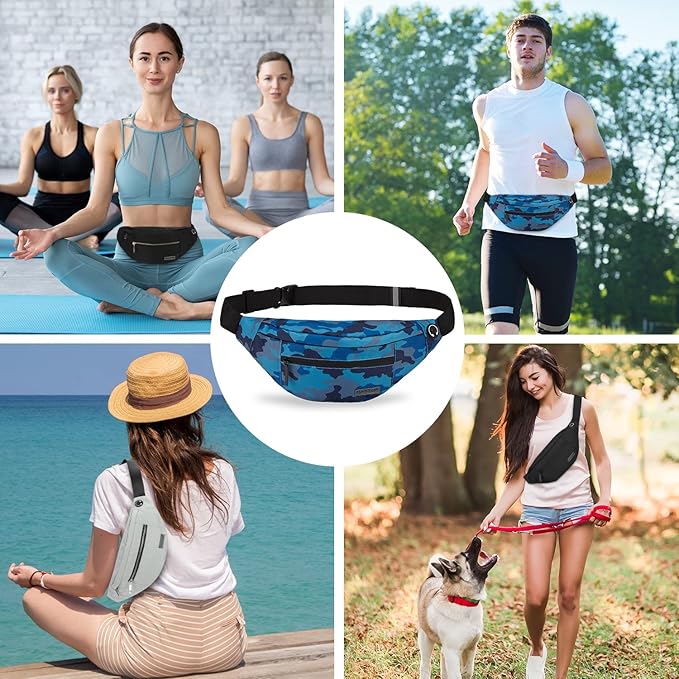 MAXTOP Large Crossbody Fanny Pack with 4-Zipper Pockets,Gifts for Enjoy Sports Festival Workout Traveling Running Casual Hands-Free Wallets Waist Pack Phone Bag Carrying All Phones