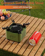 Indwell Camping Stove with Infrared Burner, Single Burner Propane Stove Ultra-Thin Design Adjustable Flame Control Wind-Resistant Portable Gas Cooker for Camping Hiking Outdoor Cooking