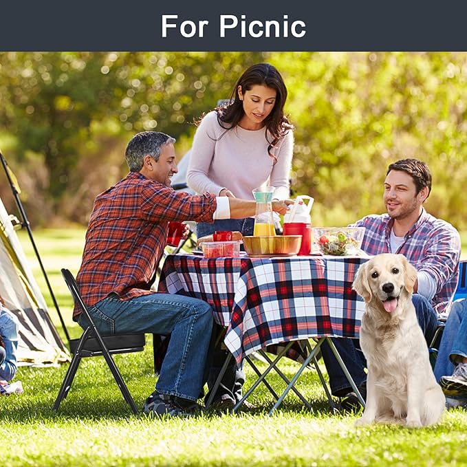 Mini Padded Folding Chairs, Garage Stool, Portable Camping Chair with Cushion, Lightweight Lawn Chair, for Outdoor Sports Events, Patio, Fishing, Hiking, Hunting, Picnic, Beach (Black 2 Pack)