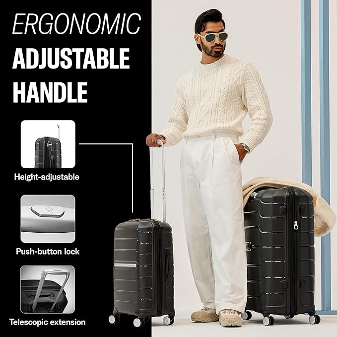 Samsonite Freeform 2-Piece Luggage Set - Carry-On & Large Checked Luggage with Dual Spinner Wheels - Durable Polypropylene Hardshell - TSA Lock, Airline-Approved - Expandable - Amethyst Purple