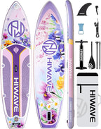 Inflatable Paddle Board 11 '* 34 "* 6" Extra Wide Sup Board, 420lb Capacity Paddle Board for Adults, Suitable for Sea and Lakes, 2+1Family Board