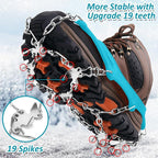 WIN.MAX Crampons for Shoes, Traction Cleats Ice Snow Grips with 19 Stainless Steel Spikes, Shoe Talons Anti - Slip Boots Spikes for Walking, Jogging, Climbing and Hiking